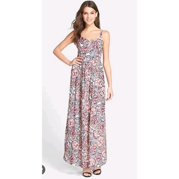French Connection Dresses & Skirts - French Connection Floral Maxi Dress Pink Purple White Size 12